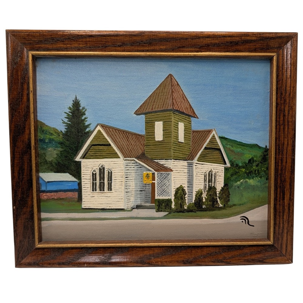 Original Oil Painting By Robert‎ Lantz Presbyterian Church Northport Washington
